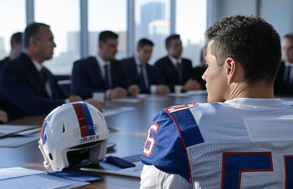 Football star negotiating his own contract.